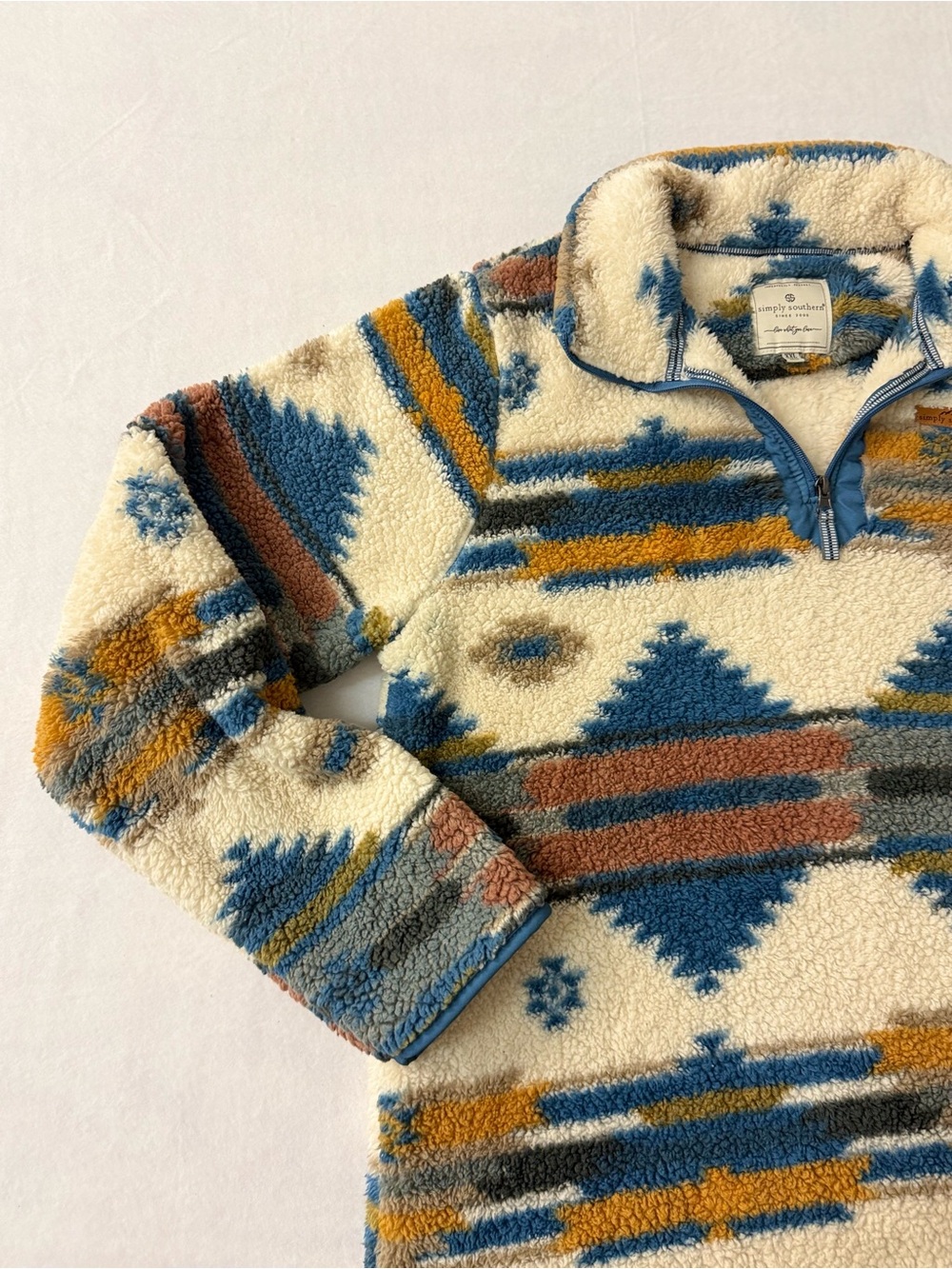 Simply Southern Southwestern Sherpa Quarter Zip Women’s XXL Aztec Print Cozy - Picture 3 of 9